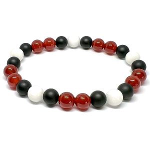 Minerální náramek onyx, karneol, jadeit - KORÁLOVKA